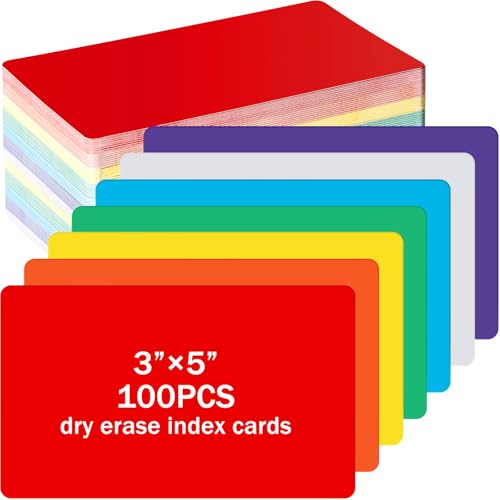 Harloon 100 Pcs Dry Erase Index Cards 3 x 5 Inch Laminated Reusable Dry Erase Note Cards Sheets for Office Home Housework to Do List(Colorful) - color: Colorful, size: 3 x 5 Inch