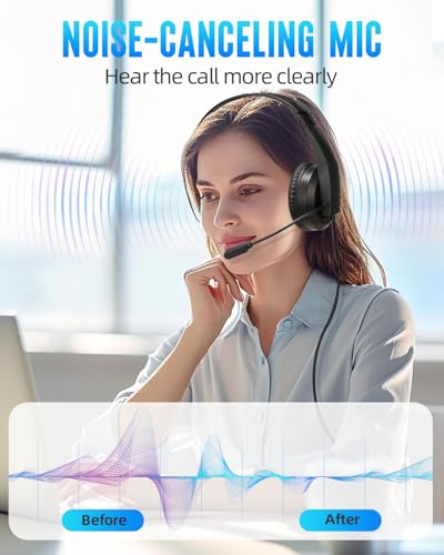 Wired Headset with Mic for Laptop – Computer Headset for Kids Teens Adults with Noise Canceling Microphone & Volume Control – 3.5mm Stereo Headphones with Mute for Home Office Class