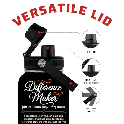 Difference Maker Water Bottle 32 oz - Thank You Gifts for Men Women - Teacher Appreciation Gifts - Administrative Professional Day Gifts for Coworker, Boss, Employee - color: Difference Maker