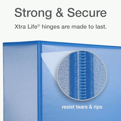 Oxford 3 Ring Binders, Durable Binders for School and Office, 4 Inch, ONE-Touch Easy Open D Rings, View Binder Covers, 4 Interior Pockets, PVC-Free, Holds 880 Sheets, Blue, 2 Pack (79922) - color: Blue