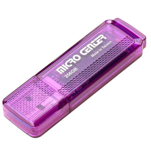 Micro Center SuperSpeed 1 Pack 216GB USB 3.0 Flash Drive Thumb Drive Purple | High Transfer Speed, 10X Faster than USB 2.0 USB Drive, LED Light Indicator, Type-A, Data Storage and Backup - color: Purple - 256GB x1