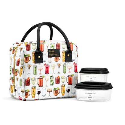 Fit & Fresh Bloomington Lunch Bag for Women - Insulated Large Lunch Box for Work with Containers, Leak-Resistant, Stain-Resistant, Zipper Closure, Mixology - color: Mixology