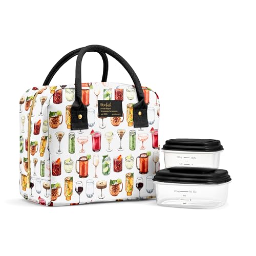 Fit & Fresh Bloomington Lunch Bag for Women - Insulated Large Lunch Box for Work with Containers, Leak-Resistant, Stain-Resistant, Zipper Closure, Mixology - color: Mixology