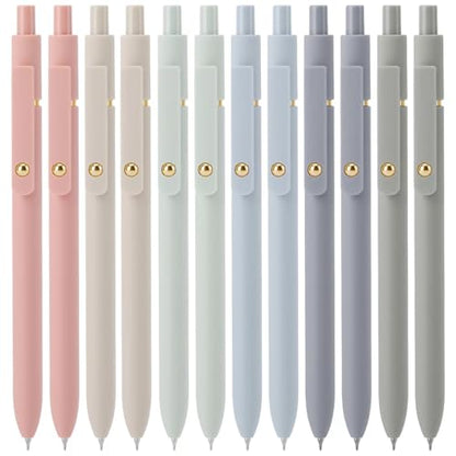 Ddaowanx Gel Pens Set,12 Pcs 0.5mm Retractable Quick Dry Black Ink Pens | Fine Point Smooth Writing Pens for Journaling,Cute Office School Supplies,Gifts for Women - color: 12 Pcs Morandi-Black Ink