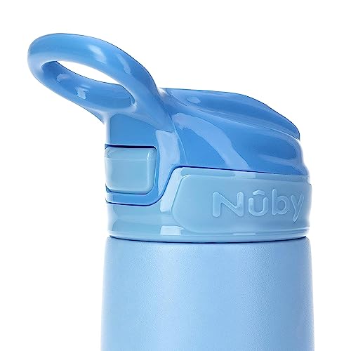 Nuby Thirsty Kids No Spill Flip-It Reflex Stainless Steel Travel Cup or Water Bottle - 10 Oz - 18+ Months - Blue - Back to School Essentials - size: 10.1 Ounces, style: Blue