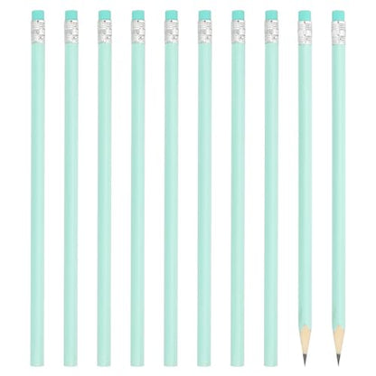 PATIKIL Round Pencils, 48 Pack HB Graphite Pencils with Eraser Wood Pencils Cute Pencil for Classroom Teacher Office Supplies, Light Green - color: Light Green