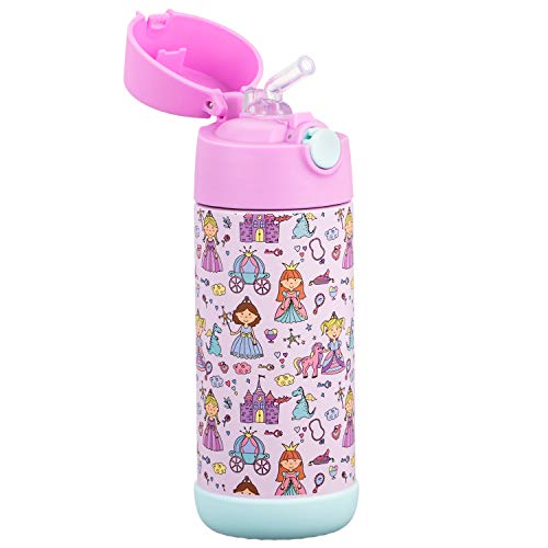 Snug Insulated Kids Water Bottle with Straw & Spout – Double-Wall Stainless Steel, Leakproof, Easy-Flip Lid – For School, Travel, Toddlers & Big Kids - Princess, 12oz - color: Princess, size: 11.8 Ounces