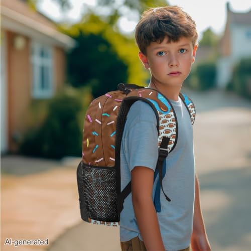 Ice Cream American Football Print 3 in 1 Backpack Set for Boys Girls 17 Inch Lager Capacity Bookbags School 3PCS Backpack with Lunch Box and Pencil Case - color: Ice Cream American Football Print