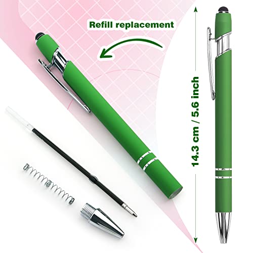 Bribobo 8 Pack Ballpoint Pen 2-in-1 Stylus, 1.0 mm Black Ink | Retractable Ballpoint Pen with Stylus tip, Metal Stylus Pen for Touch Screens - color: 8