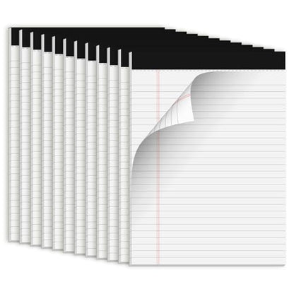 White Legal Pads 8.5 x 11 Notepads, 12 Pack Writing Paper Note Pads 8.5x11, Micro Perforated Wide Ruled Lined Writing Pads 30 Sheets for Home Office School Work, Legal Notepads Double-Side Printed Per Pad - color: White- 12
