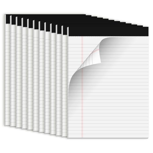 White Legal Pads 8.5 x 11 Notepads, 12 Pack Writing Paper Note Pads 8.5x11, Micro Perforated Wide Ruled Lined Writing Pads 30 Sheets for Home Office School Work, Legal Notepads Double-Side Printed Per Pad - color: White- 12
