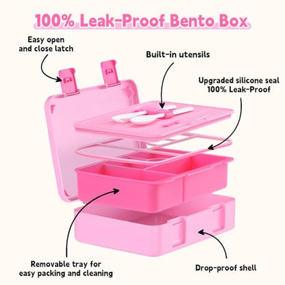 rockpapa Kids Lunch Box Set with 14oz Insulated Water Bottle & Lunch Bag, Leakproof 5.5 Cups Bento Box for School & Children, BPA-Free, Microwave Safe for Boys Girls (Pink Fairies) - color: Pink Fairies