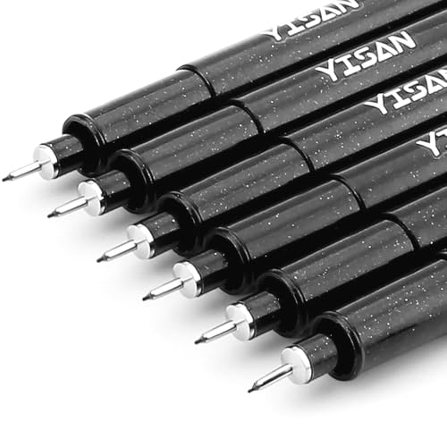 YISAN Ultra Fine Tip Pens Black 0.25mm 6 PCS | 01, Extra Fine Point Writing Ink, No Bleed Thin Art Markers, For Drawing, Bible, Manga, 70320 - color: Black, size: 1 Count (Pack of 6)