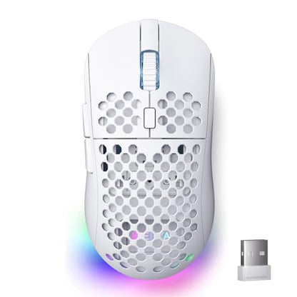 DIERYA M1 Wireless Gaming Mouse, 24000DPI, 180Hrs Battery, 16.8M RGB, 6 Programmable Buttons, Lightweight, Tri-Mode (2.4G/BT5.2/USB-C) for PC/Mac/Laptop - White - color: White