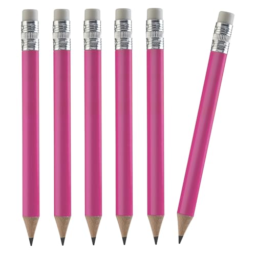 TH Golf Wood-Cased #2 Mini Pencils With Eraser, Pre-sharpened, HB Lead Bulk Box, 200 Count (Neon Pink) - color: Neon Pink