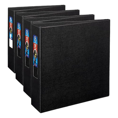 Avery Heavy-Duty 3 Ring Binder, 3 Inch One Touch EZD Rings, 3.5 Inch Spine, 1 Black Binder (79983) | (Pack of 4) - size: 3" (Pack of 4)