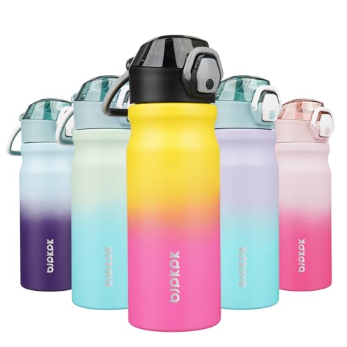 BJPKPK Stainless Steel Insulated Water Bottle with Straw Lid 18oz Reusable Metal Thermal Flask Bottles Keep Cold and Hot,Rainbow - color: A-Rainbow, size: 18 Ounces
