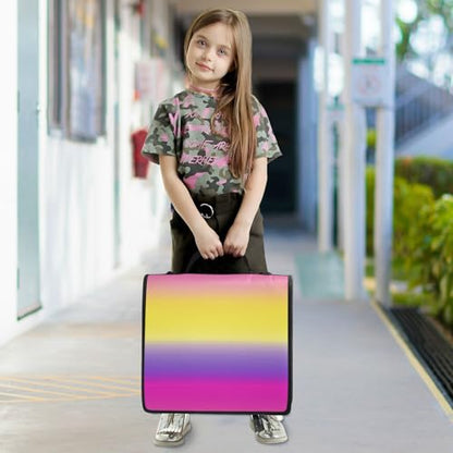 Pink Yellow Gradient Zipper Binder 3 Ring 1.5 Inch School Binder Organizer with Shoulder Strap Handle File Folder Pockets Large Capacity Students Girl Boy Men Office Work - color: Pink Yellow Gradient