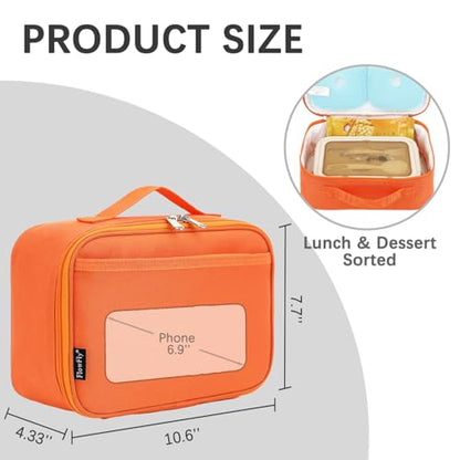 FlowFly Kids Lunch box Insulated Soft Bag Mini Cooler Back to School Thermal Meal Tote Kit for Girls, Boys, Orange - color: Orange