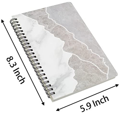 Yansanido Spiral Notebook, 8 Pcs A5 Marble Design Thick Hardcover 7mm College Ruled 80 Sheets -160 Pages Journals for Study and Notes (8 Style A5)