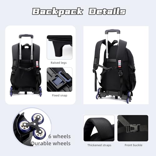 Boys Rolling Backpack, Kids Bookbag with Wheels,Kids Luggage on Wheels,Elementary School Trolley Back Pack