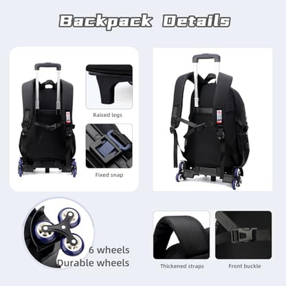 Boys Rolling Backpack, Kids Bookbag with Wheels,Kids Luggage on Wheels,Elementary School Trolley Back Pack