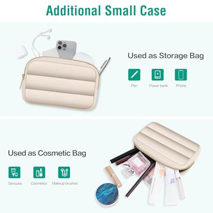 MOSISO Laptop Case 14 inch, 14 inch Puffy Laptop Sleeve, Sand | Compatible with HP Lenovo Dell ASUS Acer, HP Stream, Dell Latitude, Lenovo IdeaPad, Polyester Horizontal Bag with Small Case - color: Sand, size: 14 inch