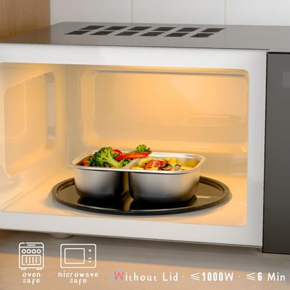 2 Pack 316 Stainless Steel Bento Box, 2-Compartment Microwave-Safe Metal Lunch Box, Large Heavy-Duty Lunch Container for Work, On the Go (33oz/1000ml Blue) - color: 2 pcs 33oz Blue