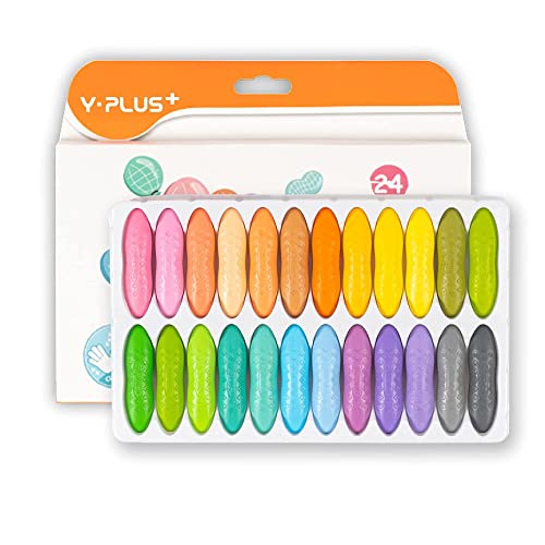 YPLUS Toddler Crayons, 24 Pastel Washable Peanut Crayons, No Toxic | Easy to Hold Washable Crayons for Kids, Mess Free Unbreakable Crayon Gifts, Safe Coloring Gifts for Preschool Supplies - color: 24colors, style: Pastel