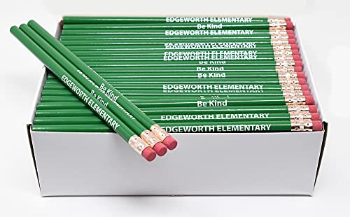 Pencil Guy Promotional Personalized Green Round Pencils | 144 to a box, Imprinted, 19 color(s) to choose from - color: Green, size: 1 Count (Pack of 144)