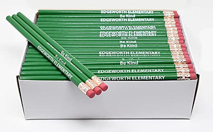 Pencil Guy Promotional Personalized Green Round Pencils | 144 to a box, Imprinted, 19 color(s) to choose from - color: Green, size: 1 Count (Pack of 144)