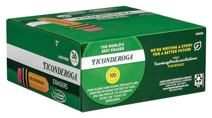 TICONDEROGA Erasers, Pencil Shaped, Yellow (38936) (Pack of 432) - size: 432 Count (Pack of 12), style: Yellow, 36 Count