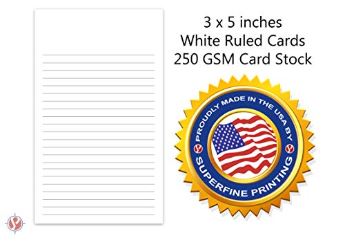 White Ruled Vertical Index Note Cards, 3" X 5" Inches | 300 Sheets Per Pack - size: 300 Sheets