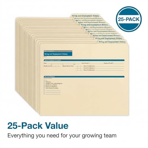 ComplyRight Hiring/Employment Folder, Pack of 25 | 9-1/2” x 12”, Document Filing Folder for Businesses, HR Employee Management Documentation Office Supplies - style: Hiring/Employment