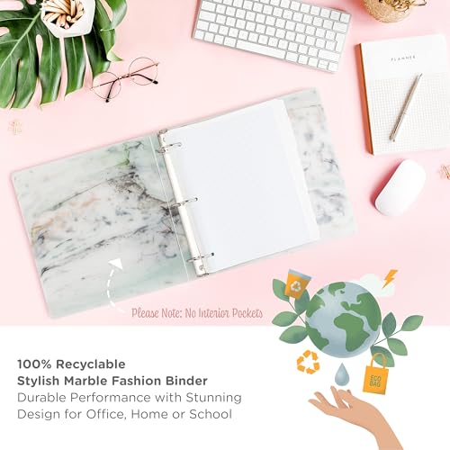 Carstens Limited Edition 2-Inch Green Marble Heavy Duty 3-Ring Binder – Side Opening, Waterproof, Durable Plastic, No-Gap Rings, Holds 300 Sheets, BPA-Free, Made in USA (2843-3R), Case of 16 - color: Marble Green, size: Case of 16