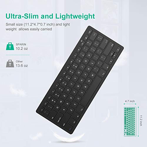 SPARIN Bluetooth Keyboard for Samsung Galaxy Tab A11+/A9 Plus/S11/S10 FE/S10+/S6 Lite and Other Android Tablet, Wireless Keyboard for Samsung Models/Windows/PC/Phone, Lightweight, Ultra-Slim - color: Black