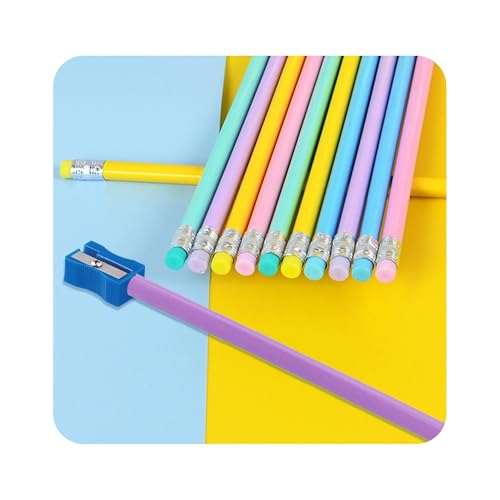 pson 30Pcs HB Graphite Pencils with Erasers, Unsharpened Round Triangular Grip Pencils for School, Office, Drawing, Sketching, and Writing(Purple) - color: Purple