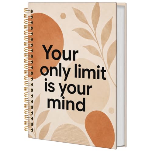 Motivational Gifts Spiral Notebook for Women Men 5.5x8.3 Inch | Inspirational Gifts for Women Men,Your Only Limit Is Your Mind Positive Affirmations Boho Botanical Neutral Notebook Journal - color: Bohemian plant style white
