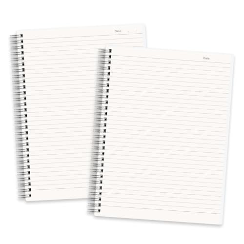 RETTACY Spiral College Ruled Notebook, 2-Pack, 160 Pages per Pack, B5 Medium Size (7.6" x 10"), for School, Work, Writing, Journaling, 100 GSM Thick Paper, Flexible Plastic Cover - color: Transparent - B5, style: Lined
