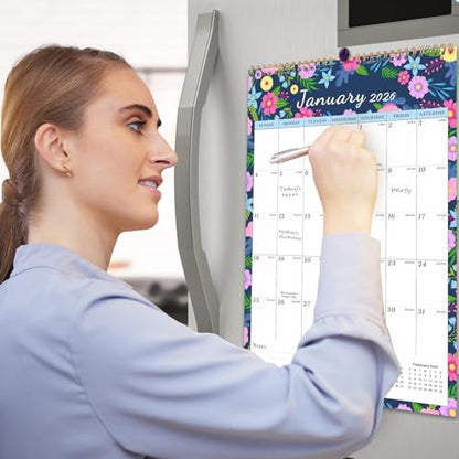 Lbylyhxc 2026 Calendar -18 Monthly Wall Calendar 2026 from Jan 2026 to Jun 2027, 17 x 12 Inches.Thick Paper with Julian Dates Large Wall calendar 2026 for New Year Presents (Large Wall Calendar Flower B) - color: Large Wall Calendar Flower B