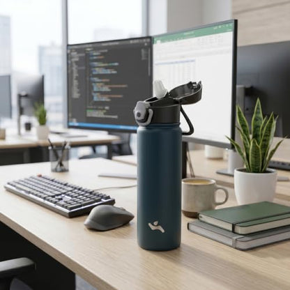 Konokyo 24 oz Insulated Water Bottle with Straw, Carry Loop, Mint - color: Mint, size: 24 Ounces