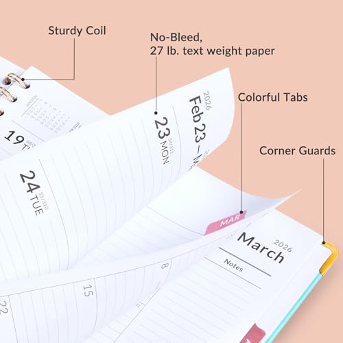 Forvencer 2026 Planner, Weekly and Monthly Calendar Planner for Women, Jan 2026 - Dec 2026, 8.5" x 11", Hardcover Planning Agenda book with Monthly Tabs, Spiral Bound, Inner Pocket, Cute Journal Organizer Notebook for Office School, A4 Size,Light Green -