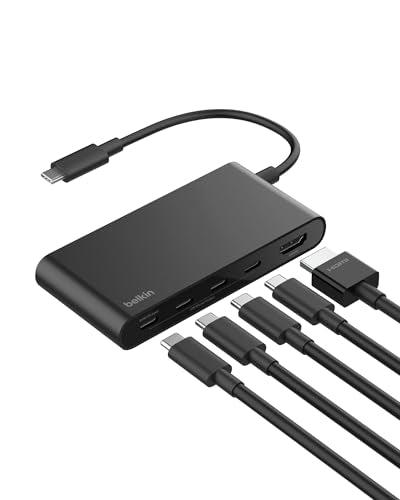 Belkin USB C Hub, 5-Port Hub w/ 4K HDMI Display @ 60Hz, 100W Power Delivery, Fast Data Transfer 10Gbps, USB C Multiport Adapter - Compatible with MacBook, iPad Pro, Chromebook, & More - style: 5-in-1 Display Hub