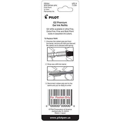 Pilot, G2 Gel Ink Refills, Fine Point 0.7 mm, Periwinkle, Pack of 2