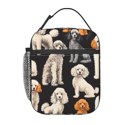 Cute Dog Lunch Box for Kids,Puppy Insulated Bag for Student,Pet Lovers Reusable Thermal Insulation Cooler Tote Bags for School Work Picnic Camping Outdoor Gifts (Poodle) - color: Poodle