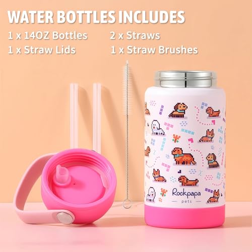 rockpapa Kids Lunch Box Set with 14oz Insulated Water Bottle & Lunch Bag, Leakproof 5.5 Cups Bento Box for School & Children, BPA-Free, Microwave Safe for Boys Girls (White Pets) - color: White Pets