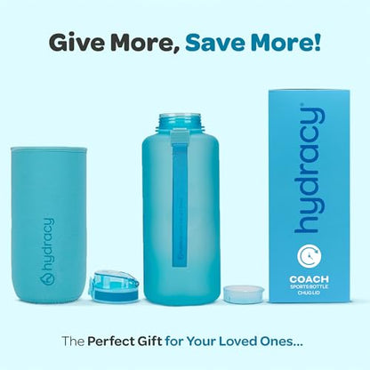 Hydracy 2L Large Water Bottle, 100% BPA Free Tritan Plastic, Leakproof, Zero Condensation, Motivational Timeline, Safe, Non-Toxic, Durable, Smart Design - color: Aqua Blue, size: 64 Ounces