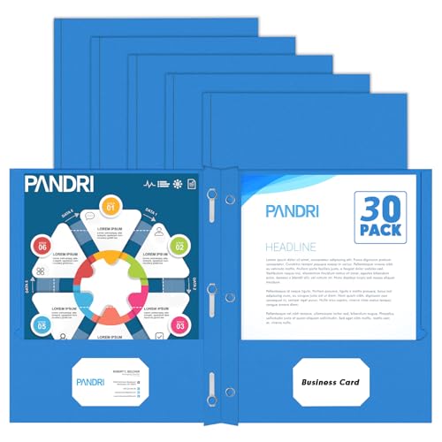 Two Pocket Folders, PANDRI 30 Pack Two Pocket Folders with Prongs, 3 Prong Folders Designed for Office and Classroom, Letter Size Lightblue - color: Lightblue
