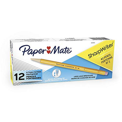 Paper Mate SharpWriter Mechanical Pencils, 0.7mm, HB #2, Yellow, 432 Count, Pack of 36 - size: 12 Count (Pack of 36), style: 12 Count Yellow
