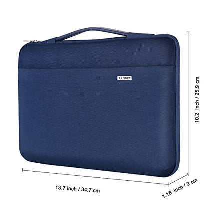 LANDICI 360°Laptop Sleeve Case 13 13.6 Inch Compatible with MacBook Air 13 M1/M2/M3/M4 2020-2025, MacBook Pro 13/14, IPad Air/Pro 13, Waterproof Computer Bag Cover with Handle, Blue - color: Blue, size: 12.6-13.6 inch